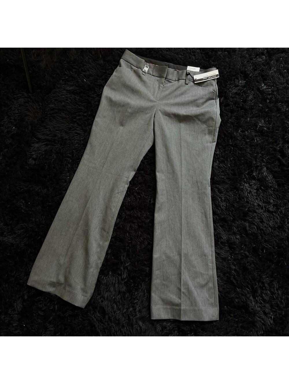 NEW Express Editor Original Pants 4S Gray Flare Leg Low Rise Signature Stretch